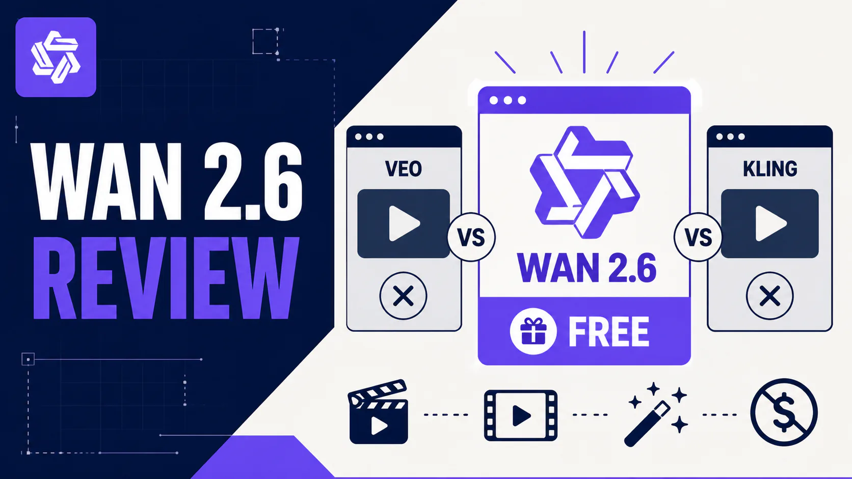 Wan 2.6 video generation interface showing a multi-shot storyboard sequence next to Google Veo and Kling outputs